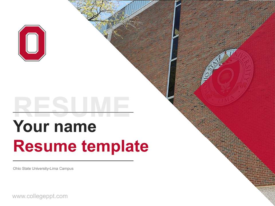 Ohio State University-Lima Campus Resume PPT Template4:3 ratio PPT effect preview image5