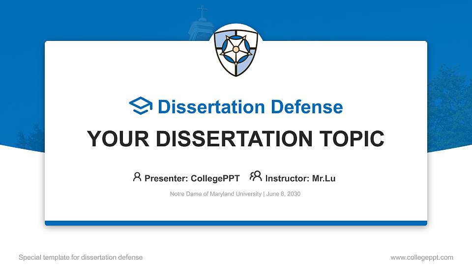 Notre Dame of Maryland University Graduation Thesis Defense PPT Template16:9 ratio PPT effect preview image