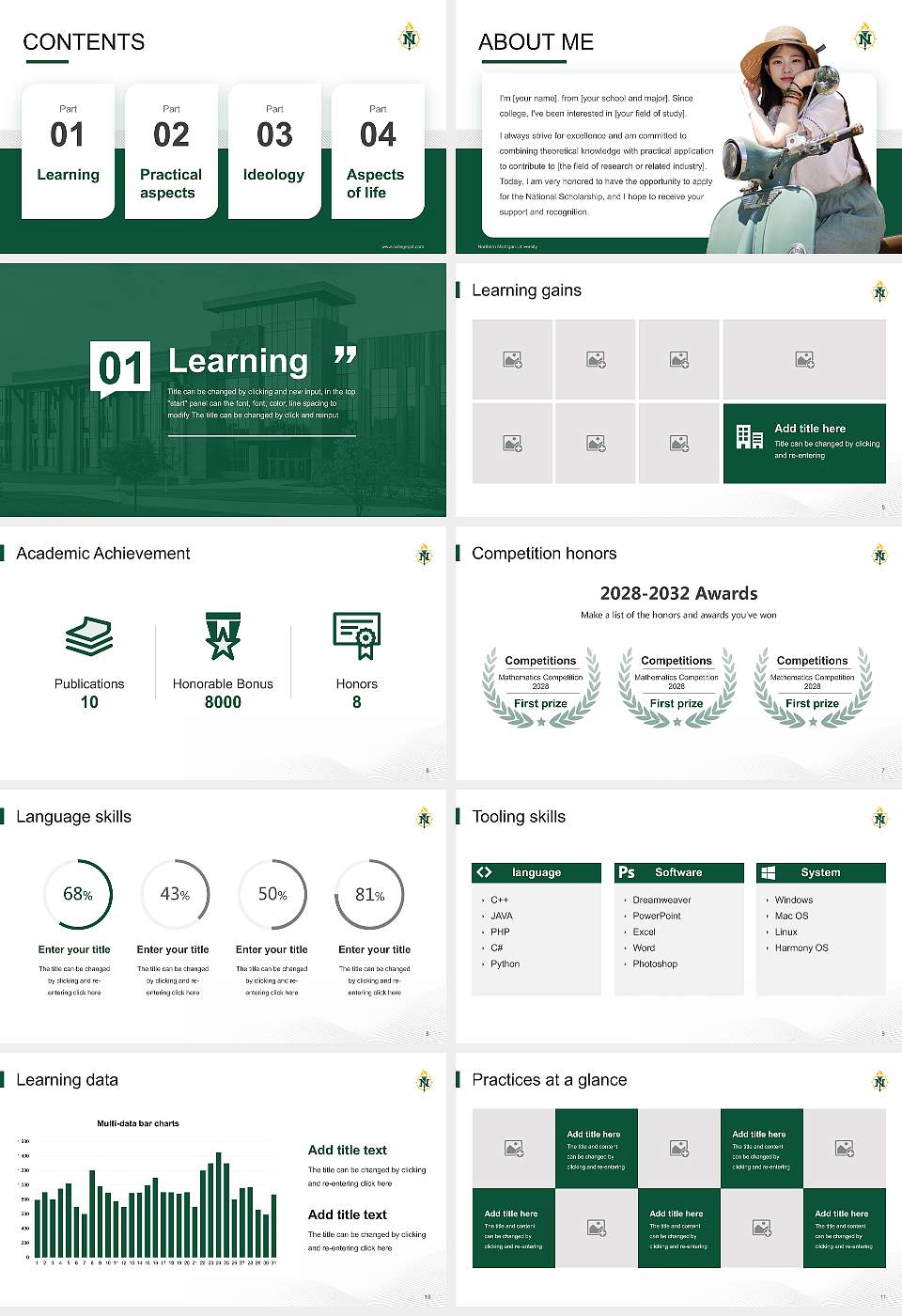 Northern Michigan University National Scholarship Defense PPT Template16:9 ratio PPT effect preview image2