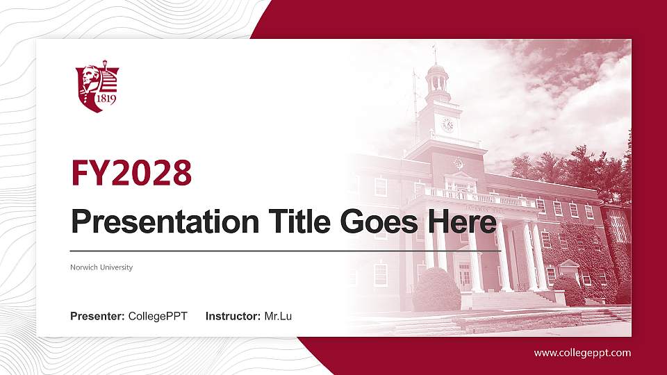 Norwich University Academic Presentation/Research Findings Report PPT Template16:9 ratio PPT effect preview image