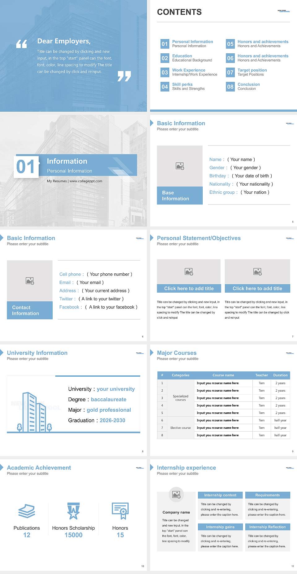 New York Law School Resume PPT Template4:3 ratio PPT effect preview image2