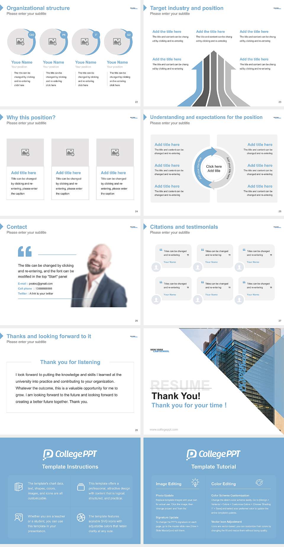 New York Law School Resume PPT Template4:3 ratio PPT effect preview image4