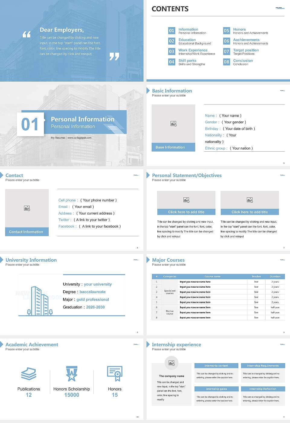 New York Law School Resume PPT Template16:9 ratio PPT effect preview image2
