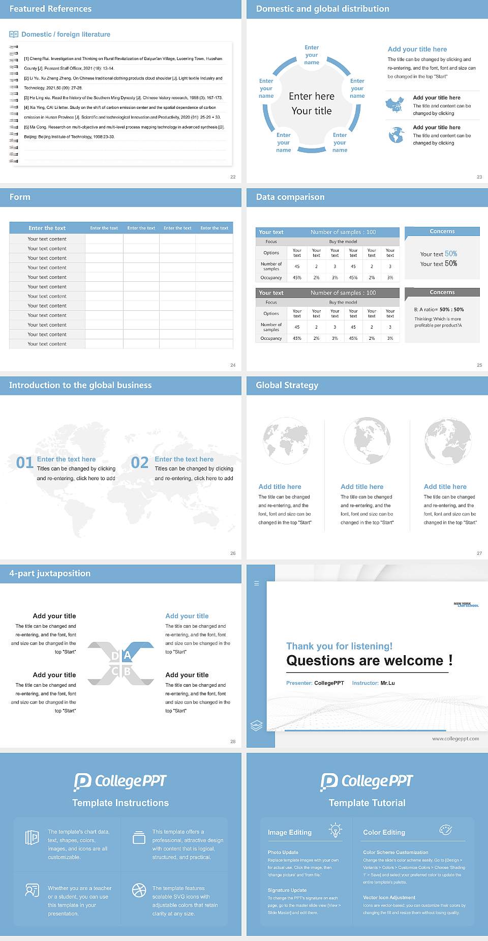New York Law School Thesis Proposal/Graduation Defense PPT Template4:3 ratio PPT effect preview image4