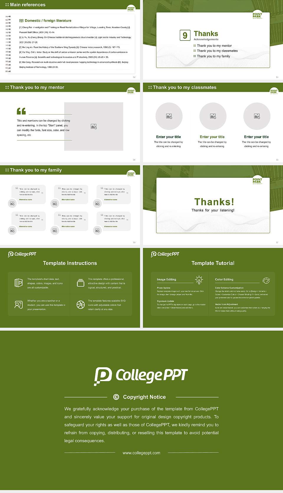 Point Park University Graduation Thesis Defense PPT Template16:9 ratio PPT effect preview image7