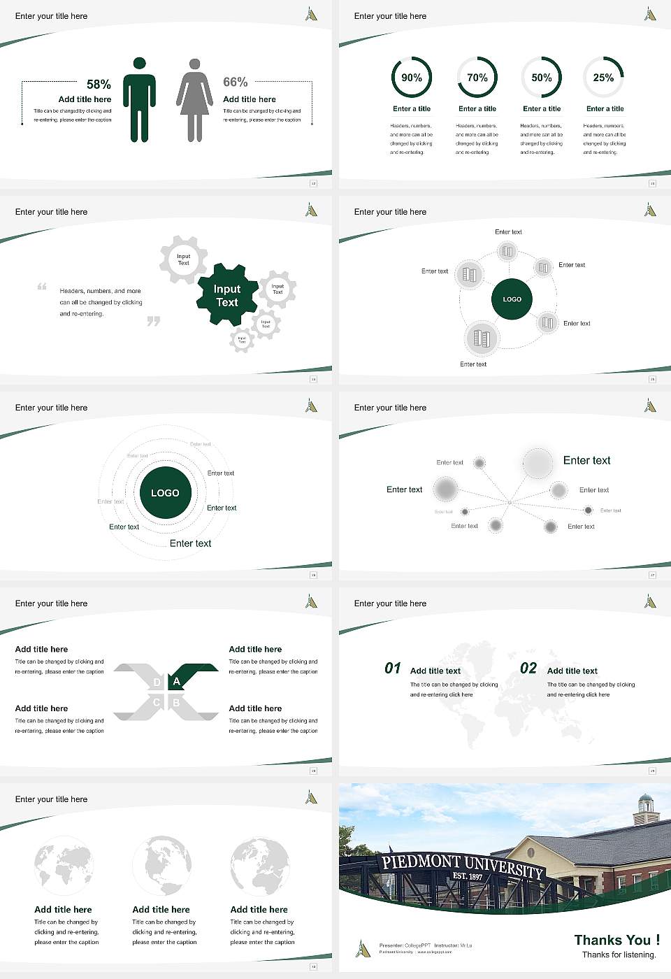 Piedmont University Course/Courseware Creation PPT Template16:9 ratio PPT effect preview image4
