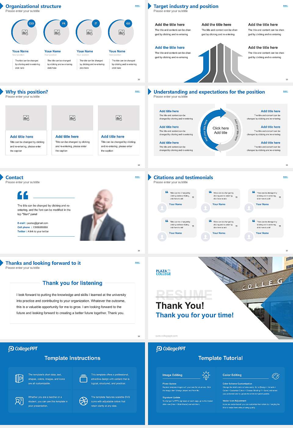 Plaza College Resume PPT Template16:9 ratio PPT effect preview image4