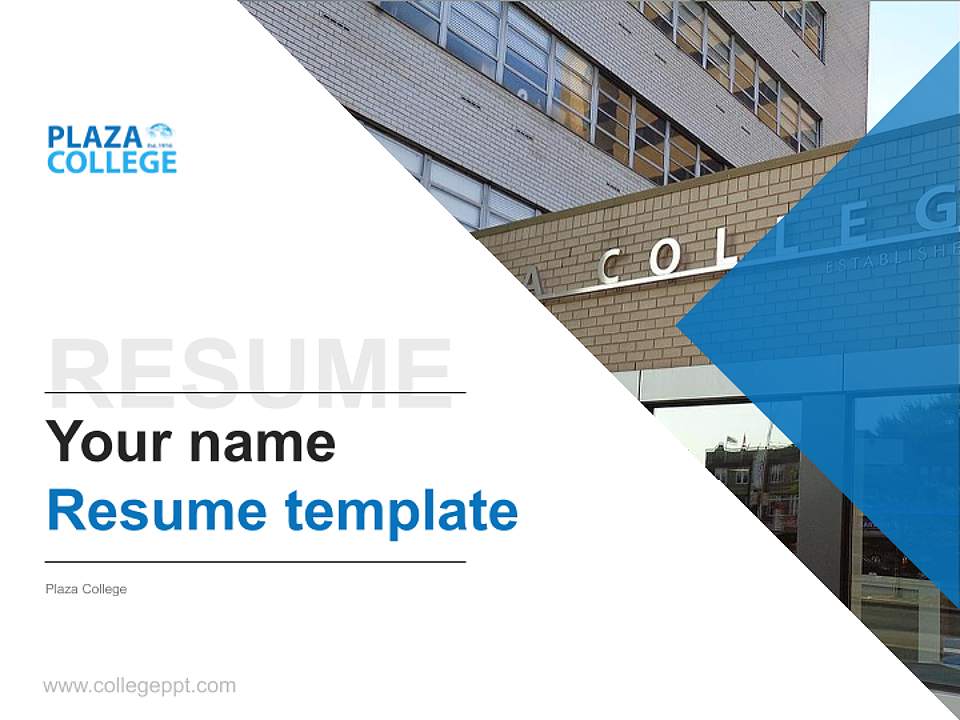 Plaza College Resume PPT Template4:3 ratio PPT effect preview image5