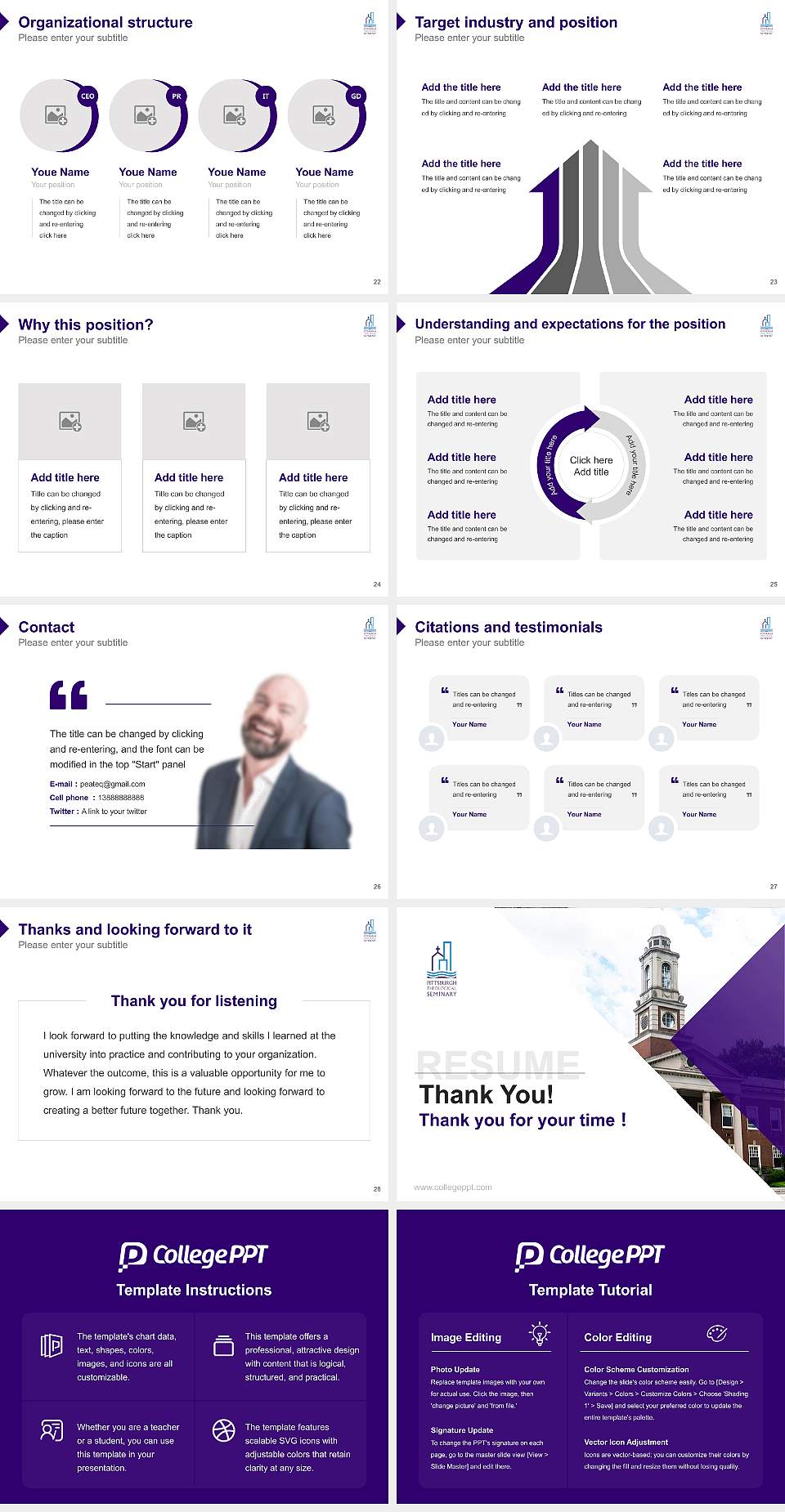 Pittsburgh Theological Seminary Resume PPT Template4:3 ratio PPT effect preview image4