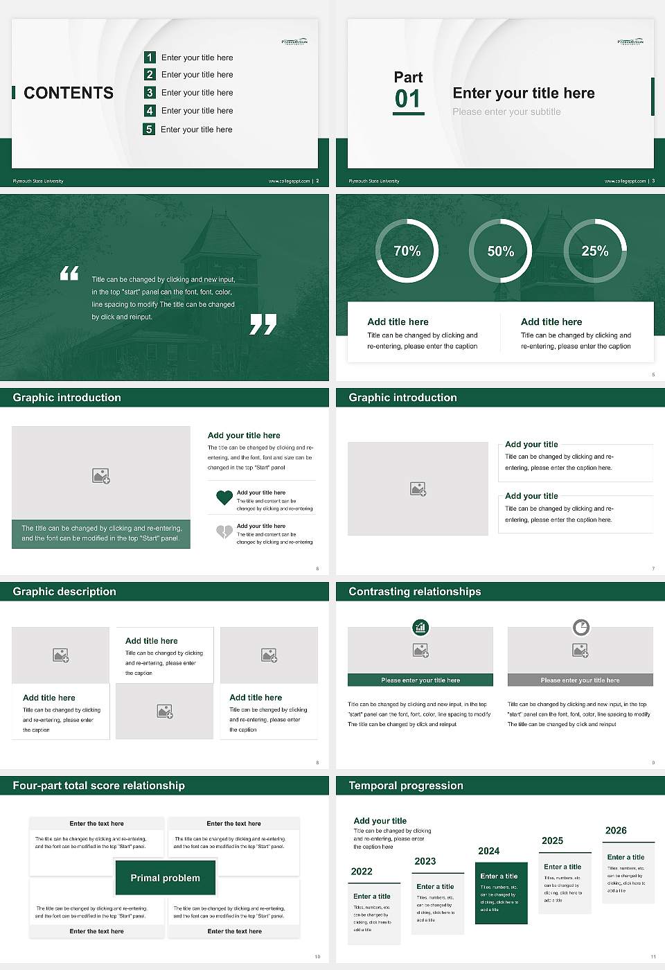 Plymouth State University Thesis Proposal/Graduation Defense PPT Template16:9 ratio PPT effect preview image2