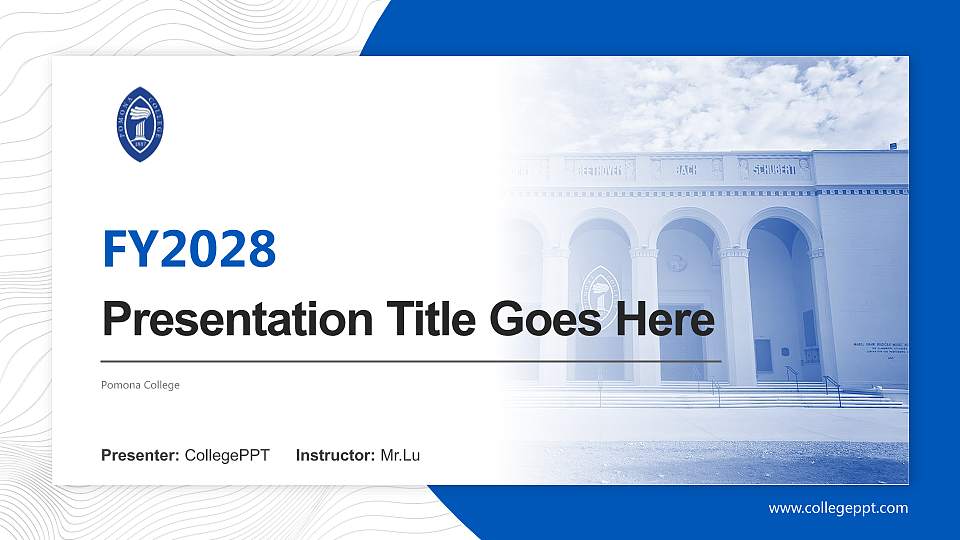 Pomona College Academic Presentation/Research Findings Report PPT Template16:9 ratio PPT effect preview image