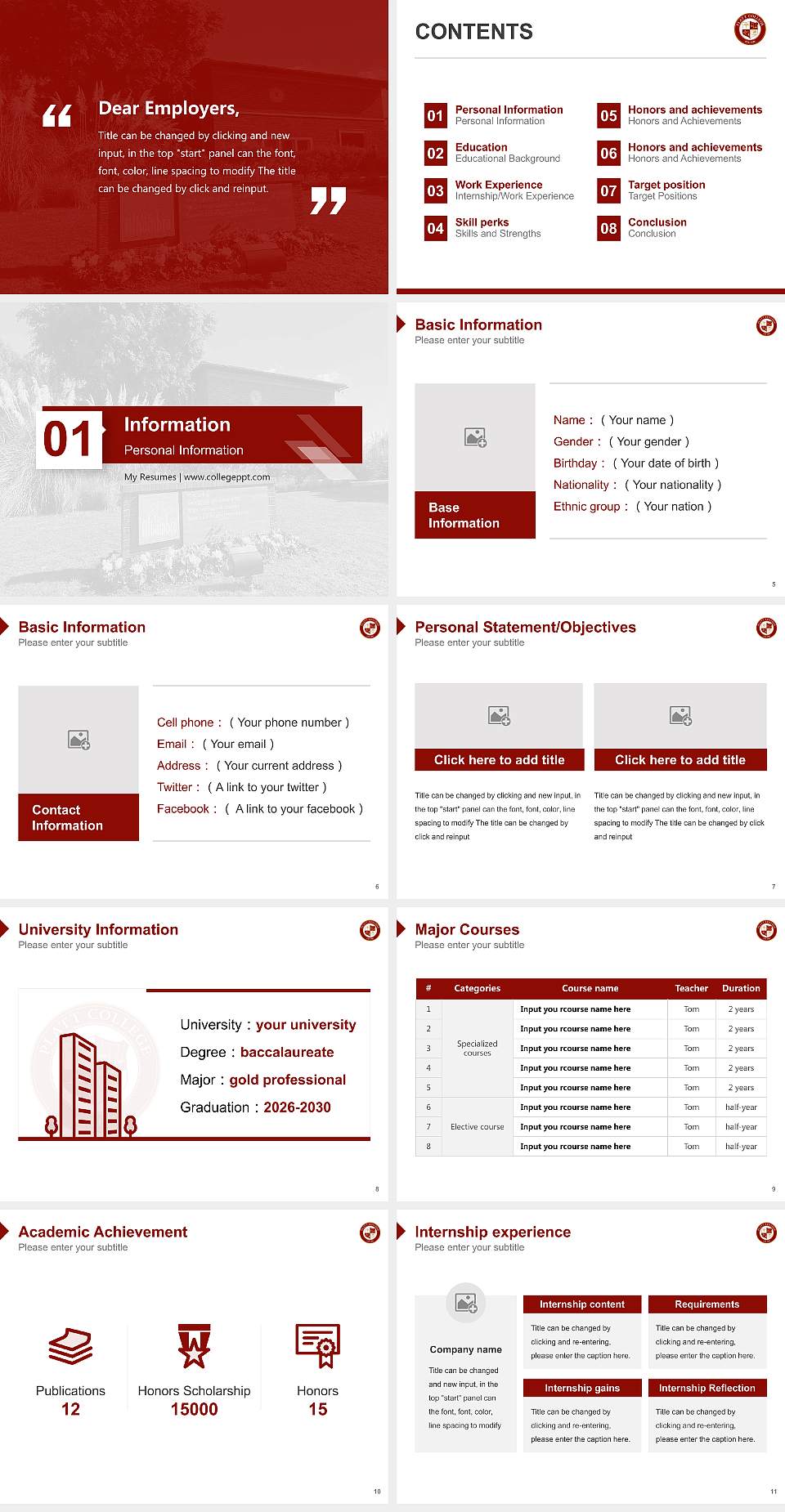 Platt College-Los Angeles Resume PPT Template4:3 ratio PPT effect preview image2