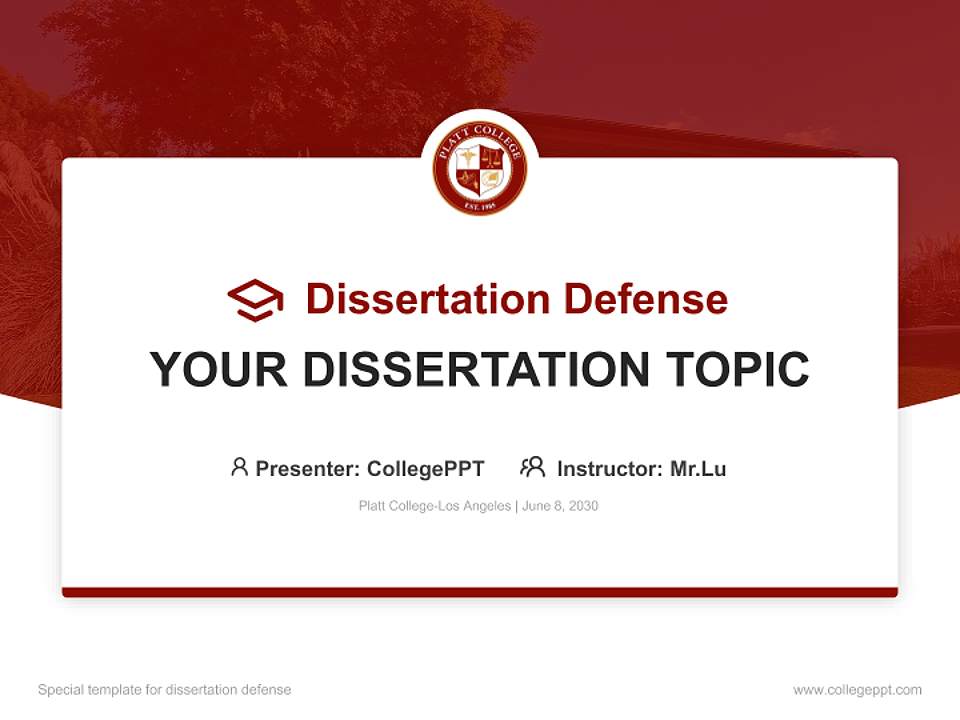 Platt College-Los Angeles Graduation Thesis Defense PPT Template4:3 ratio PPT effect preview image7