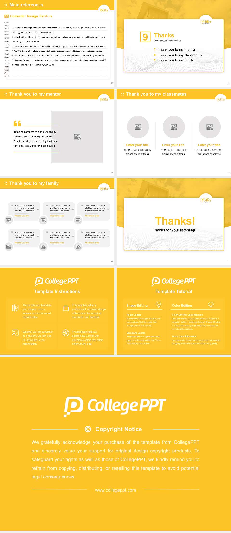 Pfeiffer University Graduation Thesis Defense PPT Template4:3 ratio PPT effect preview image7