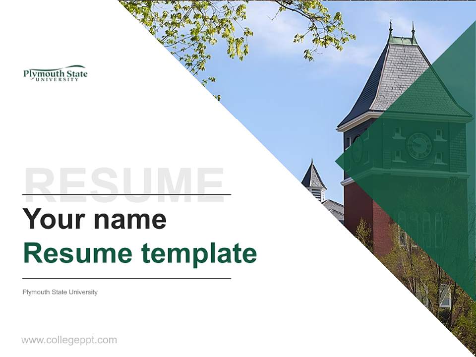 Plymouth State University Resume PPT Template4:3 ratio PPT effect preview image5