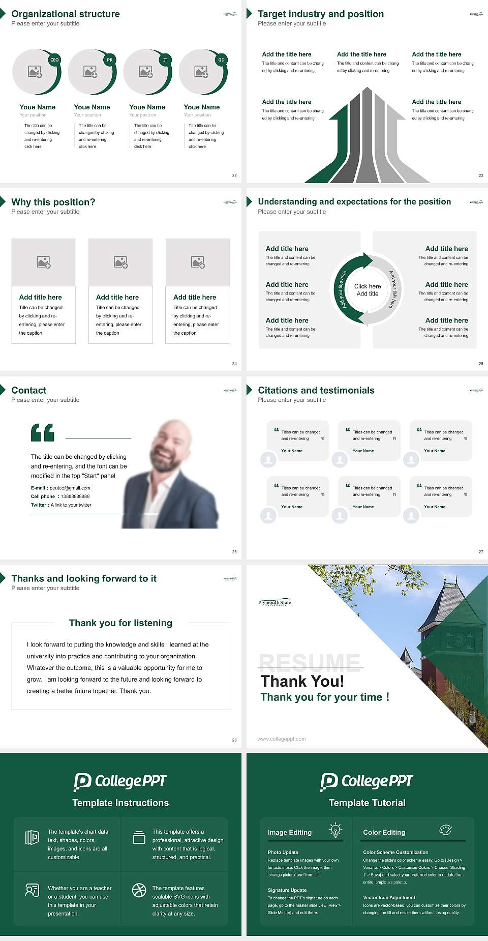 Plymouth State University Resume PPT Template4:3 ratio PPT effect preview image4