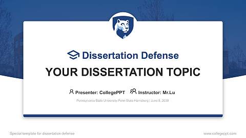 Pennsylvania State University-Penn State Harrisburg Graduation Thesis Defense PPT Template