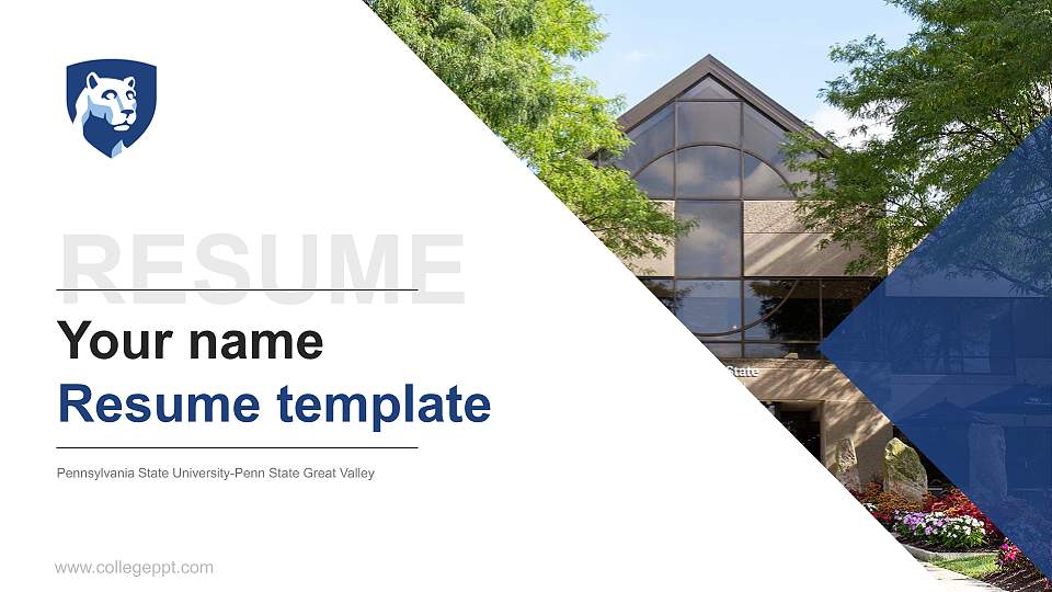 Pennsylvania State University-Penn State Great Valley Resume PPT Template16:9 ratio PPT effect preview image