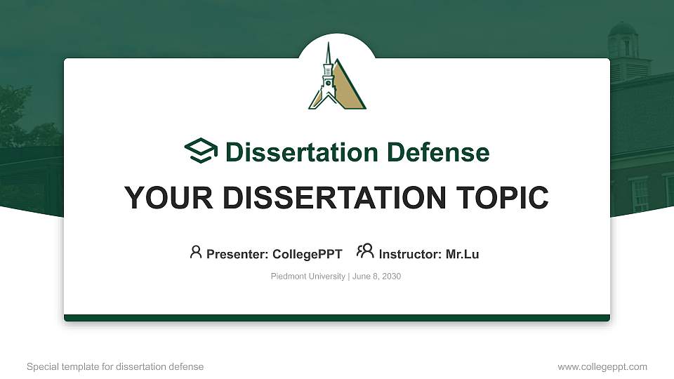 Piedmont University Graduation Thesis Defense PPT Template16:9 ratio PPT effect preview image