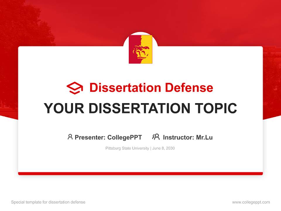 Pittsburg State University Graduation Thesis Defense PPT Template4:3 ratio PPT effect preview image7