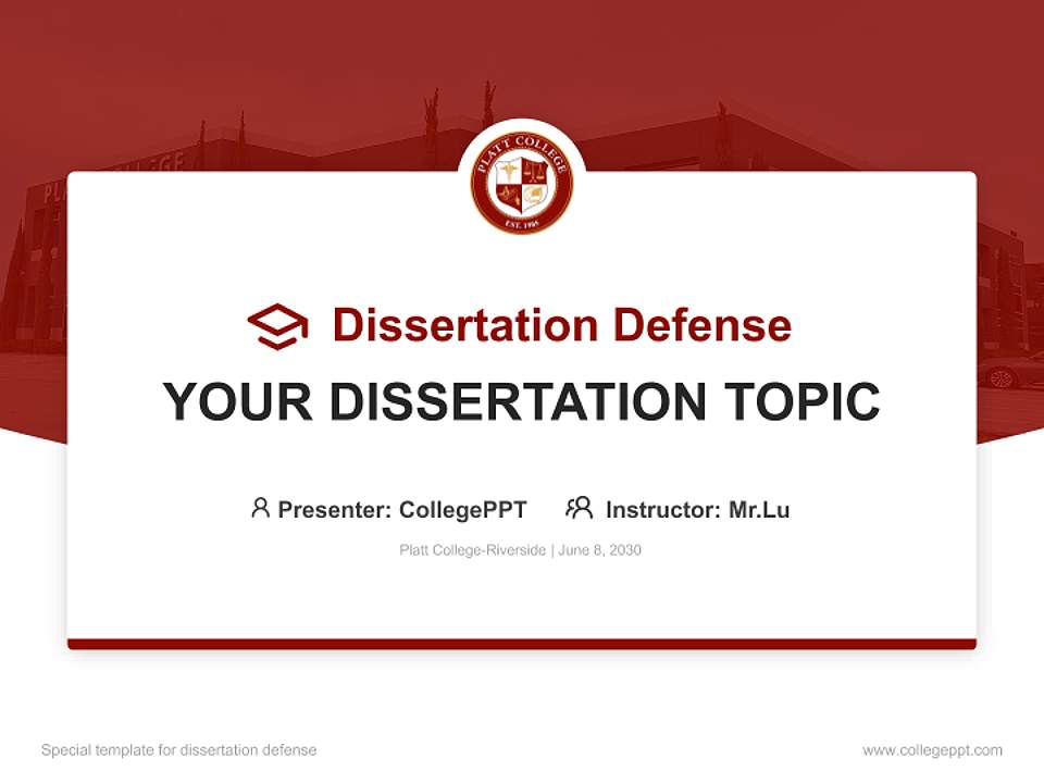 Platt College-Riverside Graduation Thesis Defense PPT Template4:3 ratio PPT effect preview image7