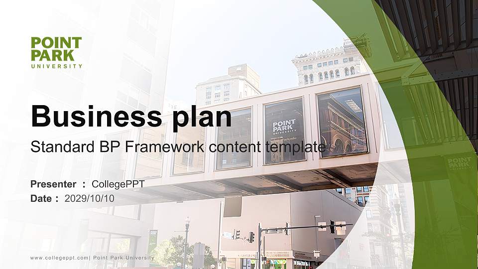 Point Park University Competition/Entrepreneurship Contest PPT Template16:9 ratio PPT effect preview image