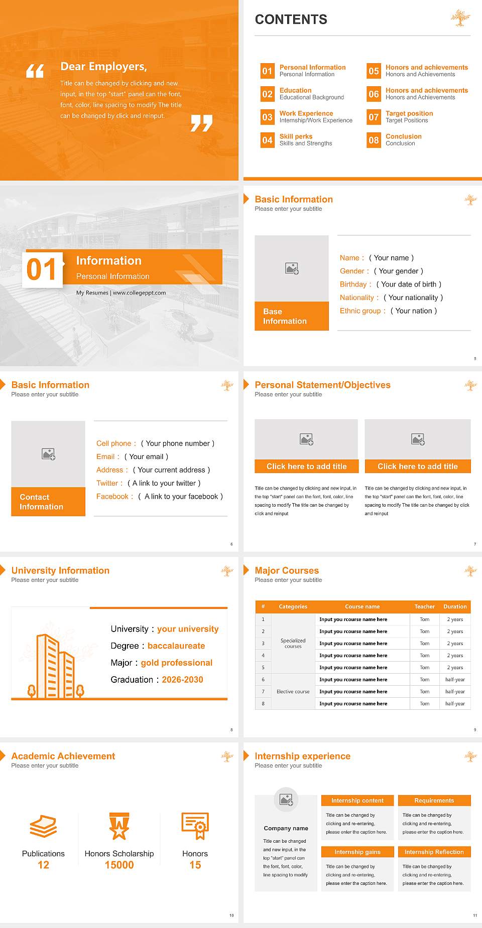Pitzer College Resume PPT Template4:3 ratio PPT effect preview image2