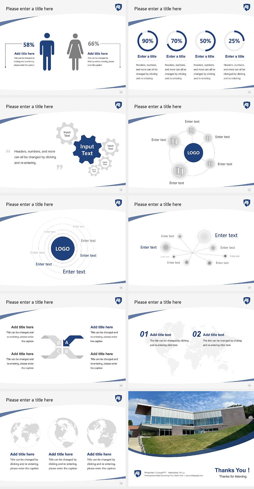 Pennsylvania State University-Penn State York Course/Courseware Creation PPT Template4:3 ratio PPT effect preview image4