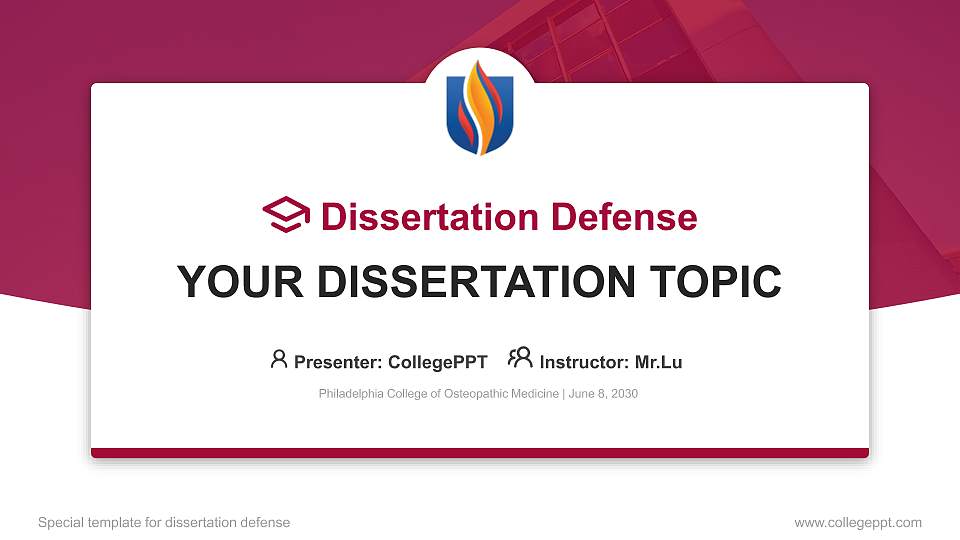 Philadelphia College of Osteopathic Medicine Graduation Thesis Defense PPT Template16:9 ratio PPT effect preview image