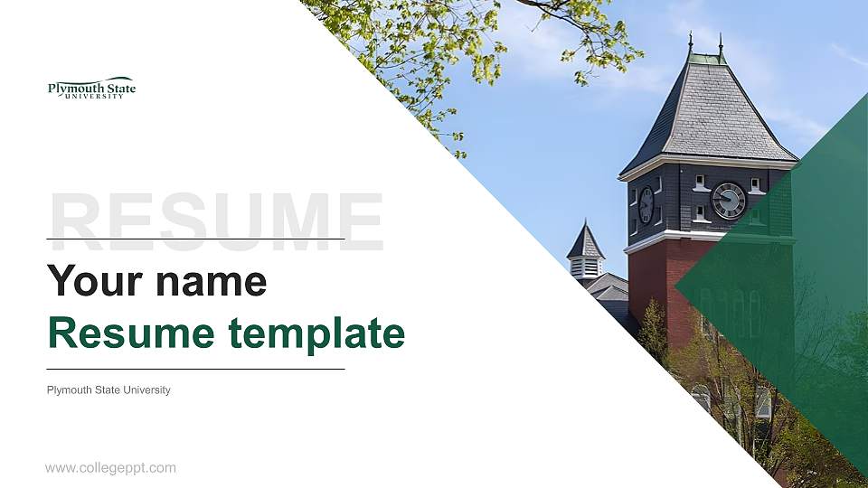 Plymouth State University Resume PPT Template16:9 ratio PPT effect preview image