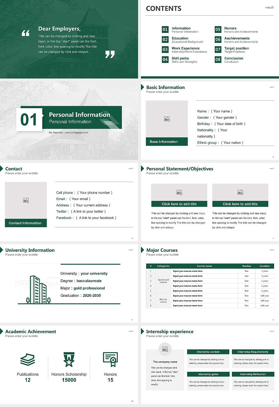 Plymouth State University Resume PPT Template16:9 ratio PPT effect preview image2