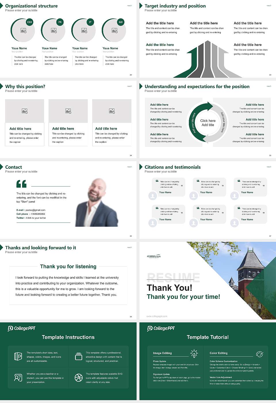 Plymouth State University Resume PPT Template16:9 ratio PPT effect preview image4