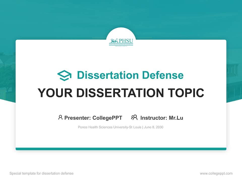 Ponce Health Sciences University-St Louis Graduation Thesis Defense PPT Template4:3 ratio PPT effect preview image7