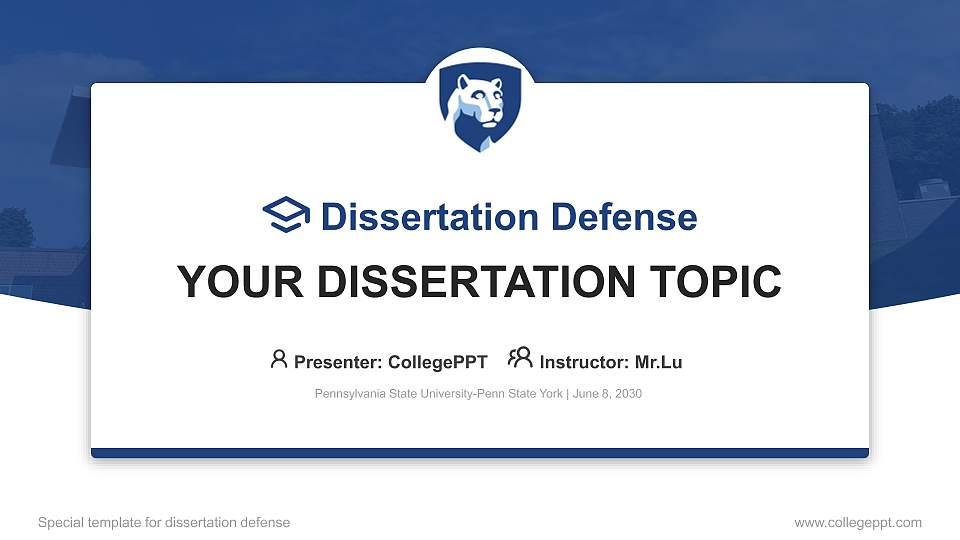 Pennsylvania State University-Penn State York Graduation Thesis Defense PPT Template16:9 ratio PPT effect preview image