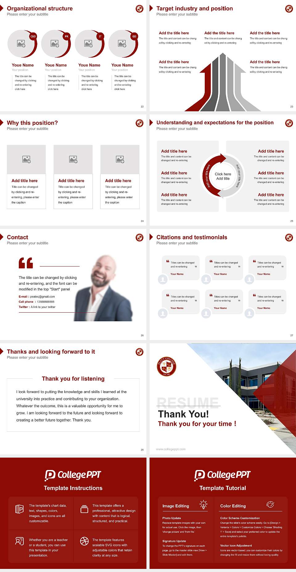 Platt College-Riverside Resume PPT Template4:3 ratio PPT effect preview image4