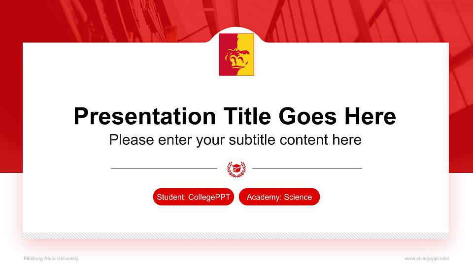 Pittsburg State University National Scholarship Defense PPT Template16:9 ratio PPT effect preview image