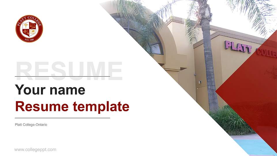 Platt College-Ontario Resume PPT Template16:9 ratio PPT effect preview image