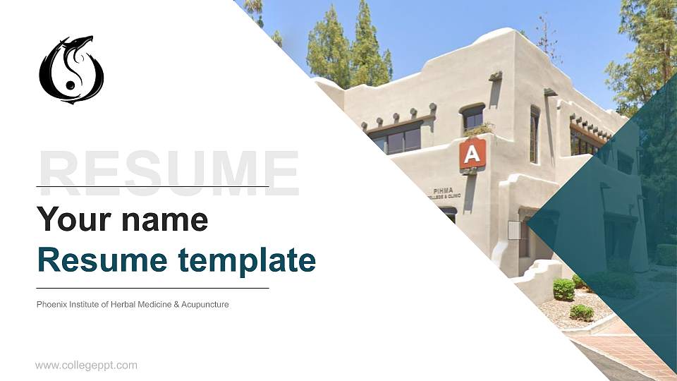 Phoenix Institute of Herbal Medicine & Acupuncture Resume PPT Template16:9 ratio PPT effect preview image