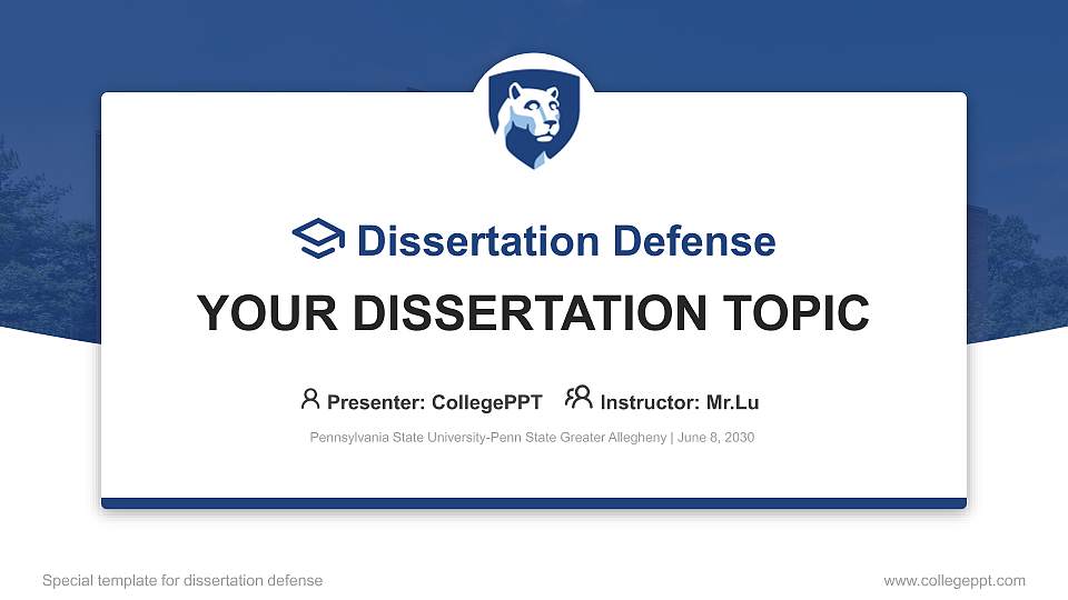 Pennsylvania State University-Penn State Greater Allegheny Graduation Thesis Defense PPT Template16:9 ratio PPT effect preview image1