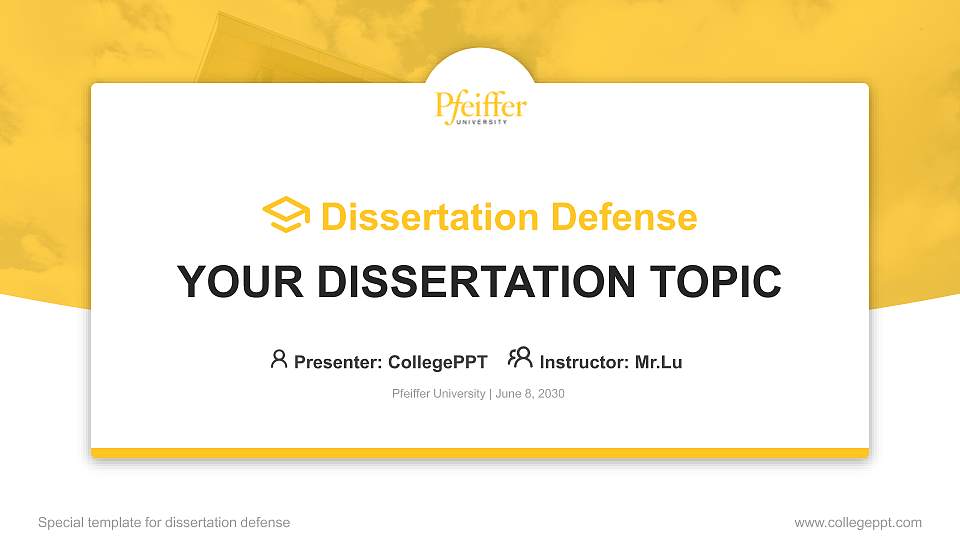 Pfeiffer University Graduation Thesis Defense PPT Template16:9 ratio PPT effect preview image