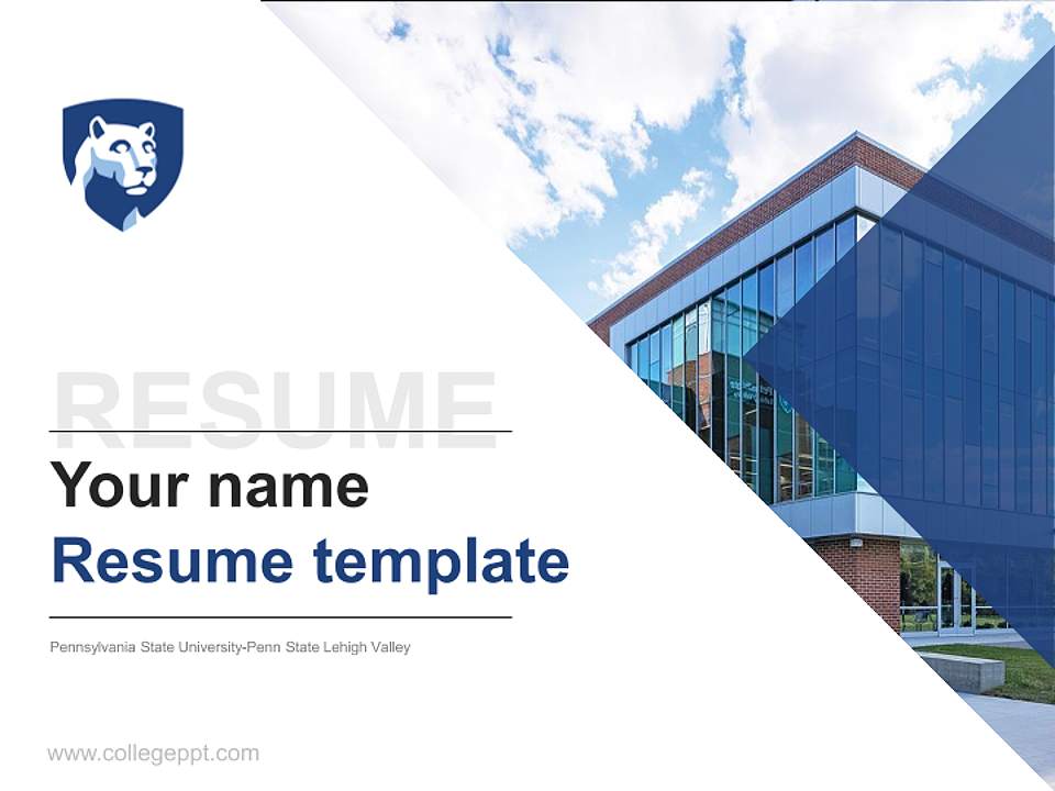 Pennsylvania State University-Penn State Lehigh Valley Resume PPT Template4:3 ratio PPT effect preview image5