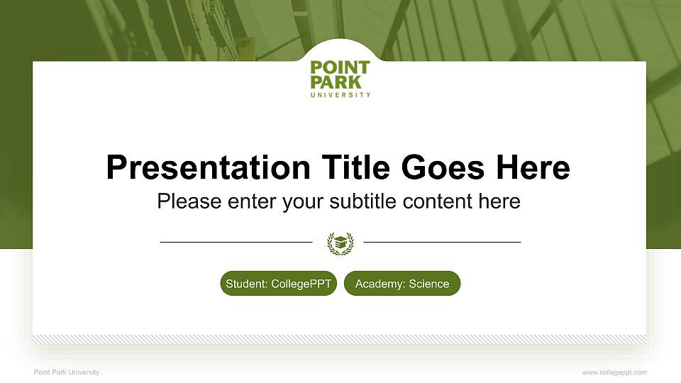 Point Park University National Scholarship Defense PPT Template16:9 ratio PPT effect preview image