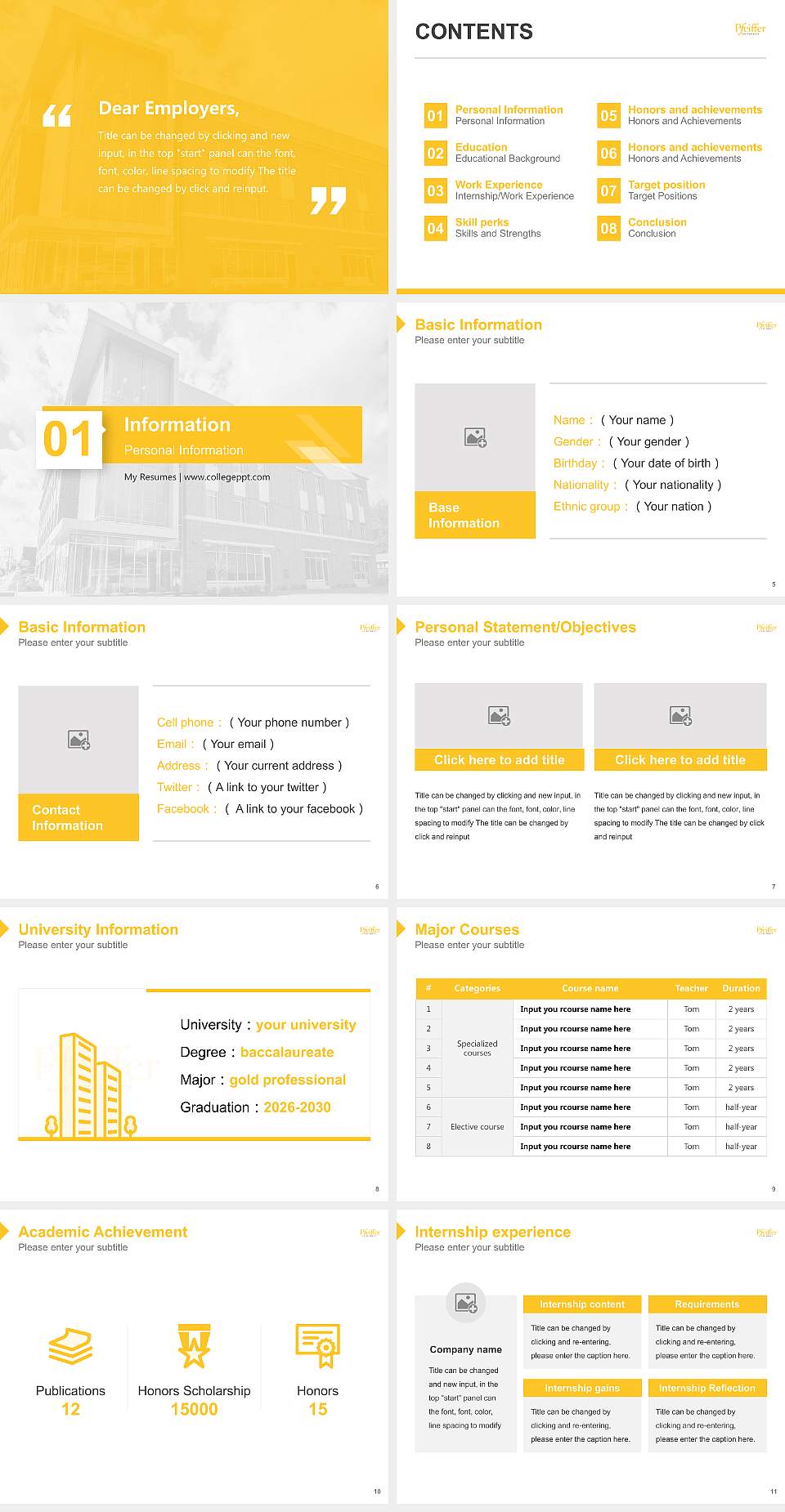Pfeiffer University Resume PPT Template4:3 ratio PPT effect preview image2