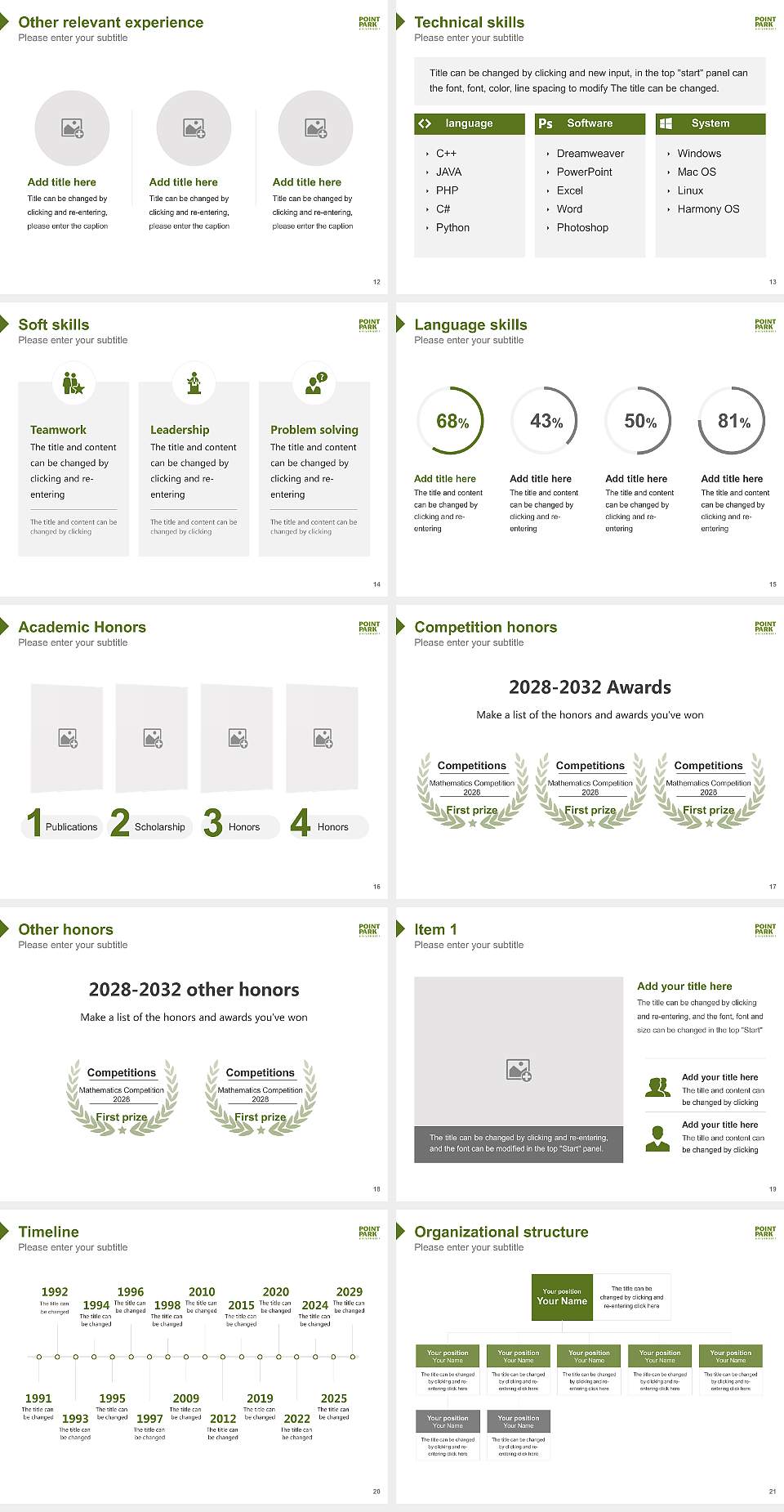 Point Park University Resume PPT Template4:3 ratio PPT effect preview image3