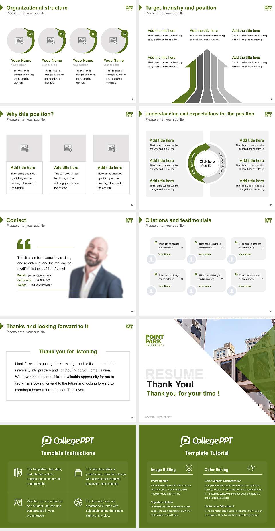 Point Park University Resume PPT Template4:3 ratio PPT effect preview image4