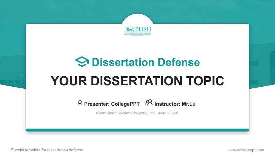 Ponce Health Sciences University-East Graduation Thesis Defense PPT Template16:9 ratio PPT effect preview image