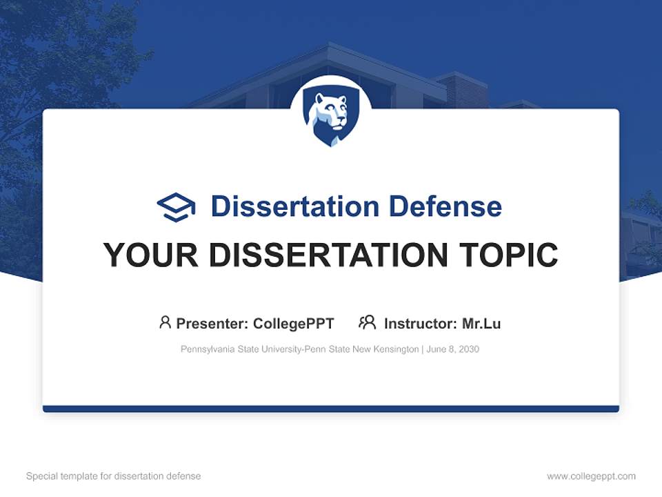 Pennsylvania State University-Penn State New Kensington Graduation Thesis Defense PPT Template4:3 ratio PPT effect preview image7