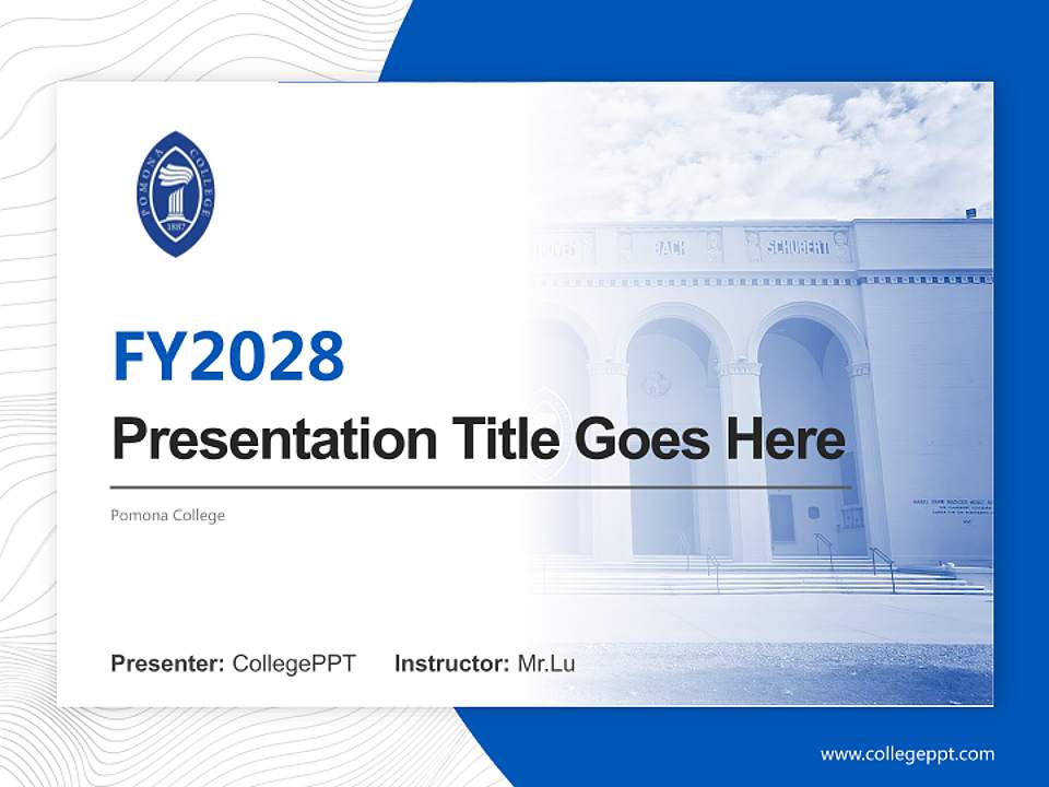 Pomona College Academic Presentation/Research Findings Report PPT Template4:3 ratio PPT effect preview image5