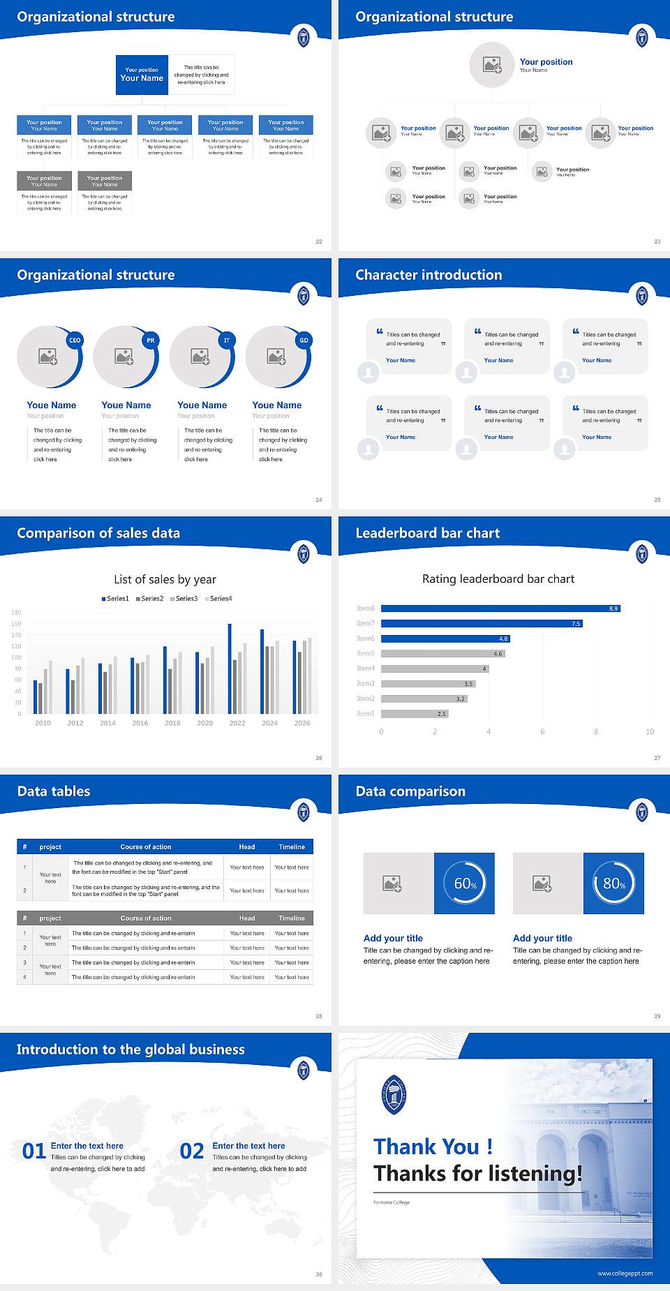 Pomona College Academic Presentation/Research Findings Report PPT Template4:3 ratio PPT effect preview image4