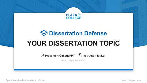 Plaza College Graduation Thesis Defense PPT Template